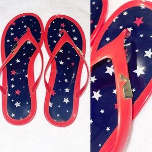 Vineyard Vines Sz 8 Red White Blue Stars Flip Flop